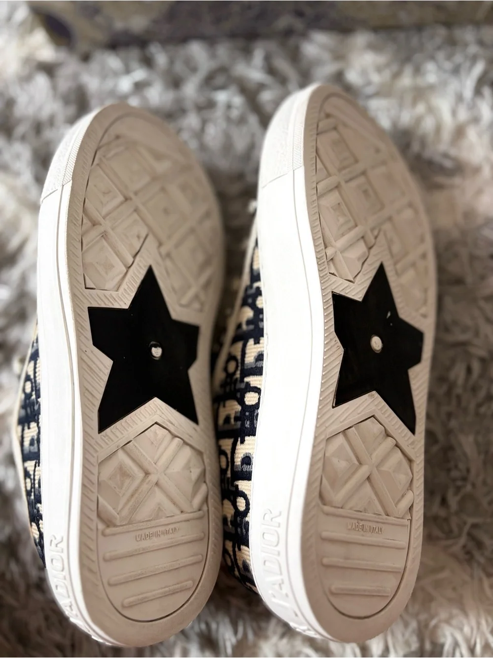 Dior Beige and Navy Oblique Low-Top Sneakers